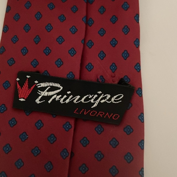 PRINCIPE Italian Vibrant Red and Blue Tie - Picture 2 of 7